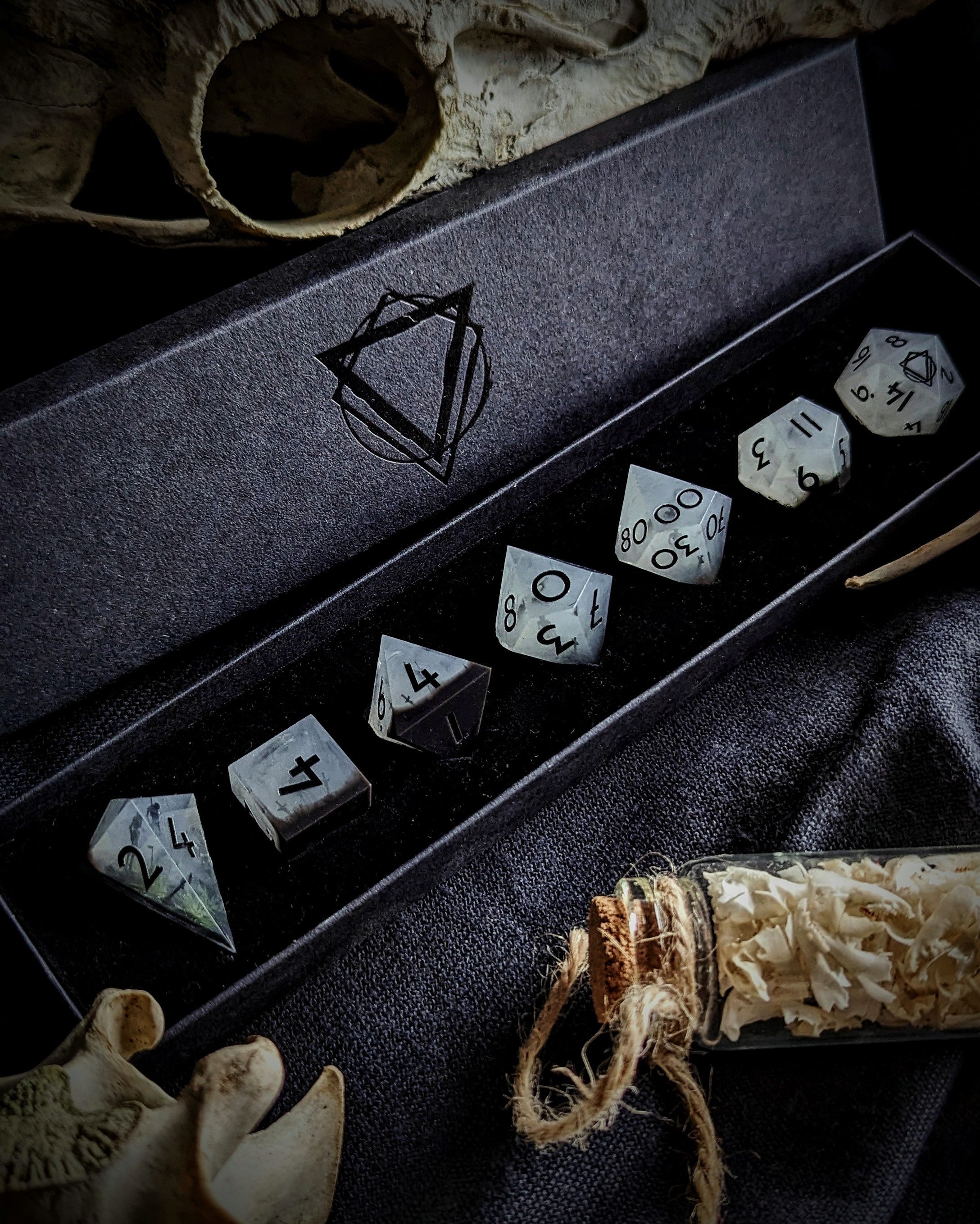 PRIVATELY AGREED - SHORES OF HELHEIM - 7pc Dice Set {PREORDER}